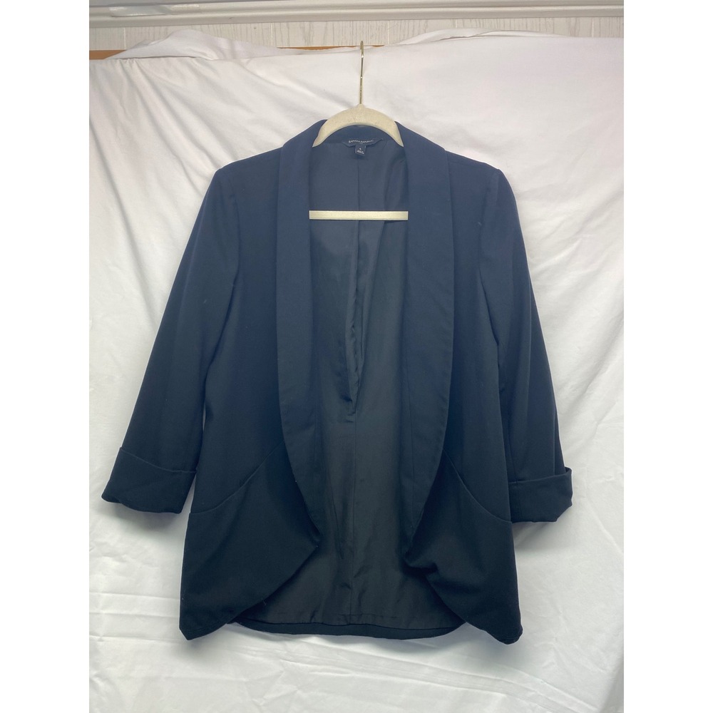 Banana Republic Black Open Front Shawl Collar Blazer Cuffed Sleeve Womens 6